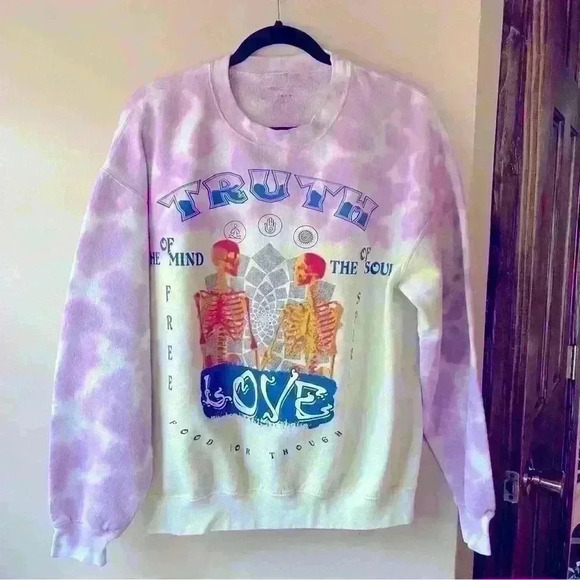 Urban outfitters truth skeleton tyedye pull over sweatshirt - Picture 1 of 5